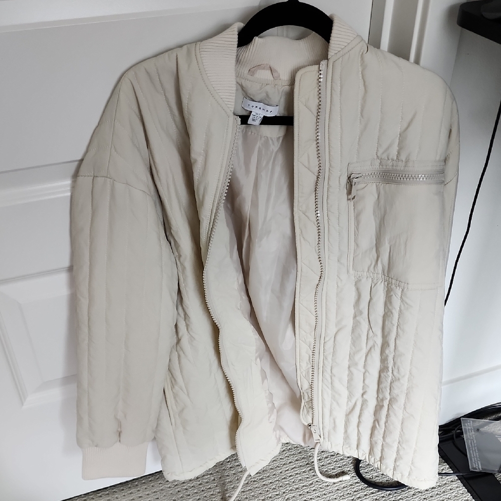 Top Shop Cream Quilted Bomber Jacket